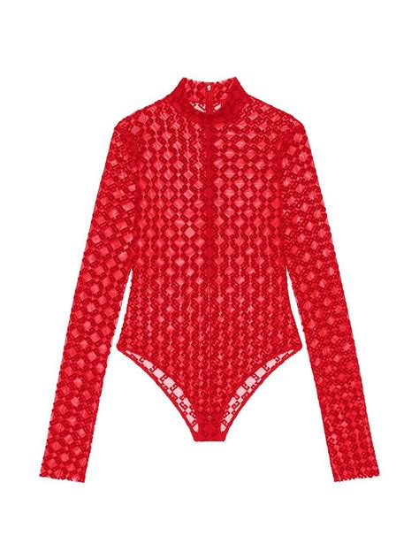 red givenchy bodysuit|Bodysuit in 4G tulle .